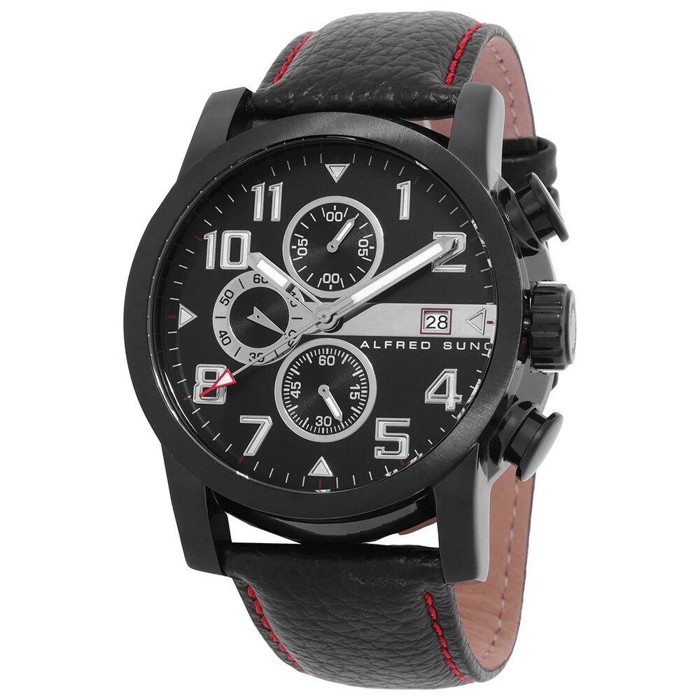 Alfred Sung Velox Chronograph Quartz Black Dial Men's Watch AS1601BL-1A - Black